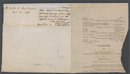 Sketch of Two Ships on a Catalogue Page